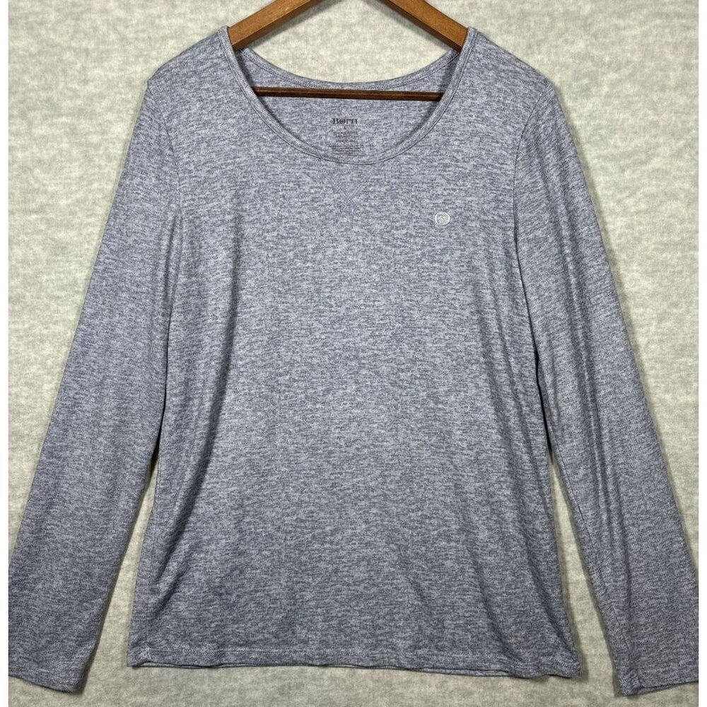Born Brand Womens Shirt L Long Sleeve Gray Soft Round‎ Neck  Casual